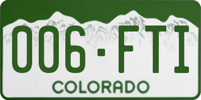 CO license plate 006FTI