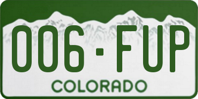 CO license plate 006FUP