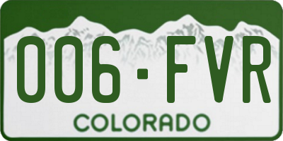CO license plate 006FVR