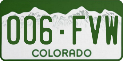 CO license plate 006FVW