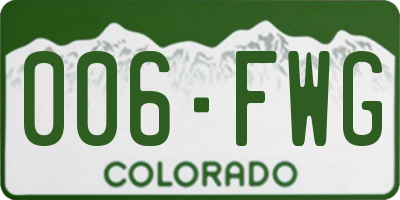 CO license plate 006FWG