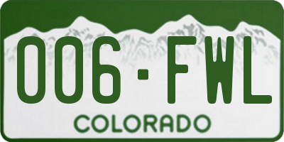 CO license plate 006FWL