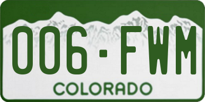 CO license plate 006FWM
