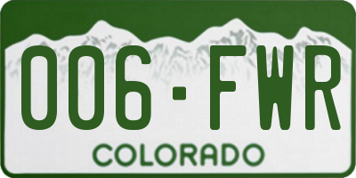CO license plate 006FWR