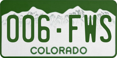 CO license plate 006FWS