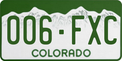 CO license plate 006FXC