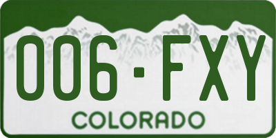 CO license plate 006FXY