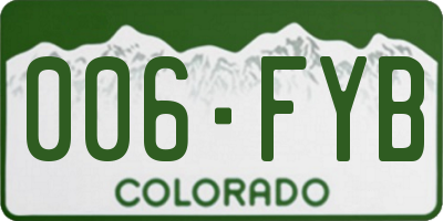 CO license plate 006FYB