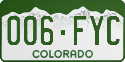 CO license plate 006FYC