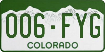 CO license plate 006FYG