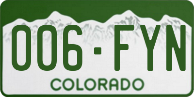 CO license plate 006FYN