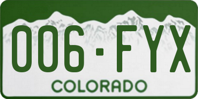 CO license plate 006FYX