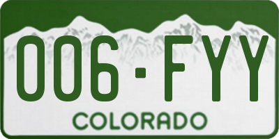 CO license plate 006FYY