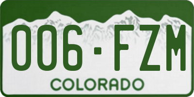 CO license plate 006FZM