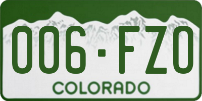 CO license plate 006FZO
