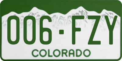 CO license plate 006FZY