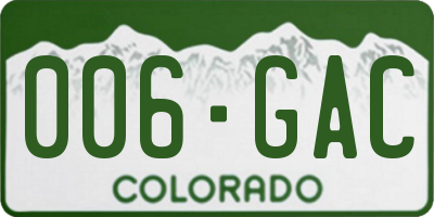 CO license plate 006GAC