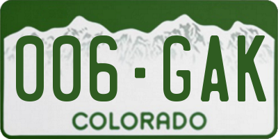 CO license plate 006GAK