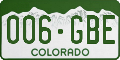 CO license plate 006GBE