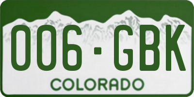 CO license plate 006GBK