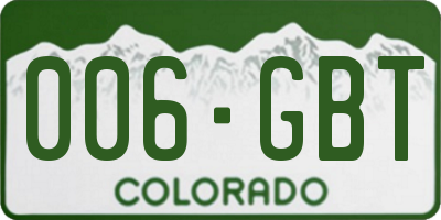 CO license plate 006GBT