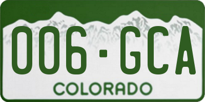 CO license plate 006GCA