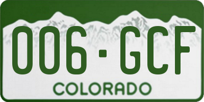 CO license plate 006GCF