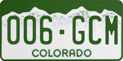 CO license plate 006GCM