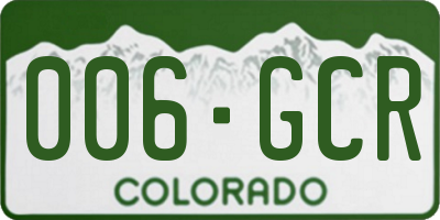 CO license plate 006GCR