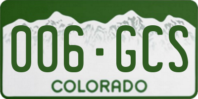 CO license plate 006GCS