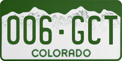 CO license plate 006GCT