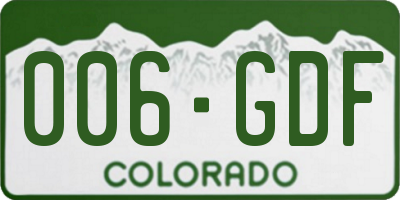 CO license plate 006GDF