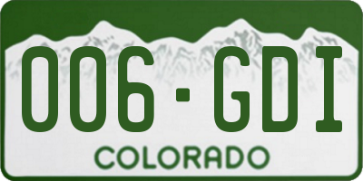 CO license plate 006GDI