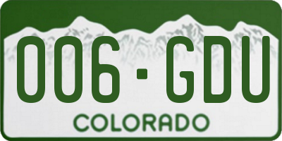 CO license plate 006GDU