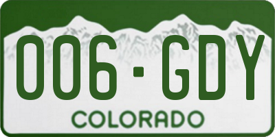 CO license plate 006GDY