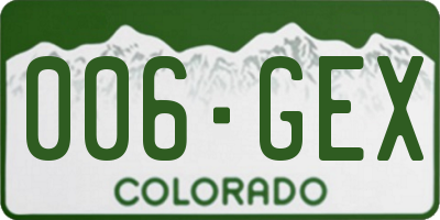 CO license plate 006GEX