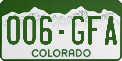 CO license plate 006GFA