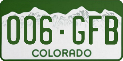 CO license plate 006GFB