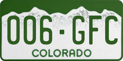 CO license plate 006GFC