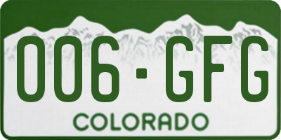 CO license plate 006GFG