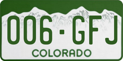CO license plate 006GFJ