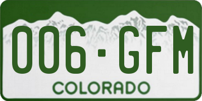 CO license plate 006GFM