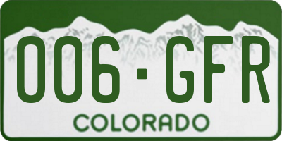CO license plate 006GFR