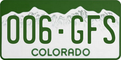 CO license plate 006GFS