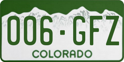 CO license plate 006GFZ