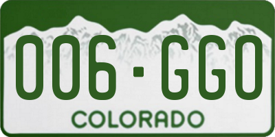CO license plate 006GGO