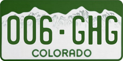 CO license plate 006GHG