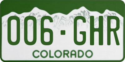 CO license plate 006GHR