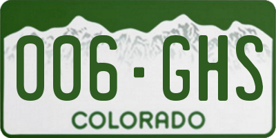 CO license plate 006GHS