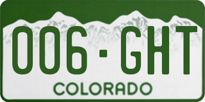 CO license plate 006GHT